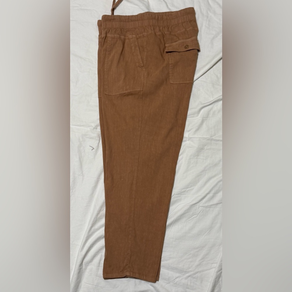 Kut from the Kloth light Brown linen blend cropped pants - Picture 7 of 9